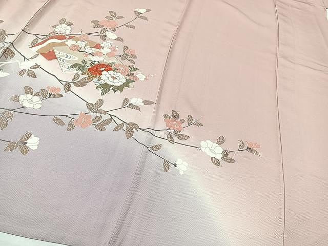 平和屋着物▽訪問着　単衣　地紙花文　暈し染め　金彩　正絹　逸品　CAAU3784xi