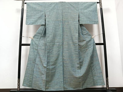 平和屋着物▽上質な紬　単衣　花織　抽象文様　正絹　逸品　CAAU3785xi