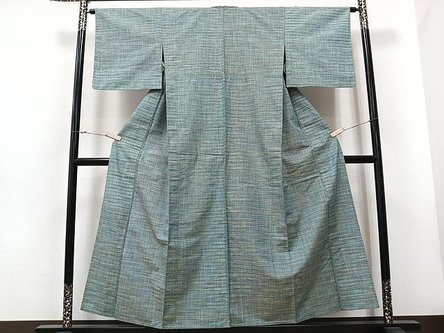 平和屋着物▽上質な紬　単衣　花織　抽象文様　正絹　逸品　CAAU3785xi
