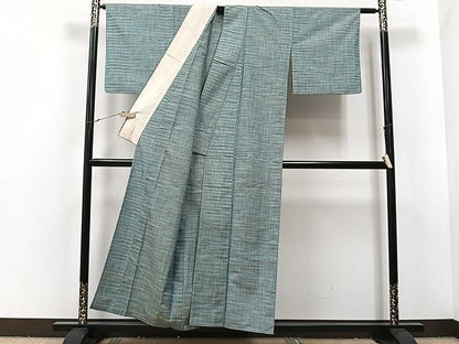 平和屋着物▽上質な紬　単衣　花織　抽象文様　正絹　逸品　CAAU3785xi
