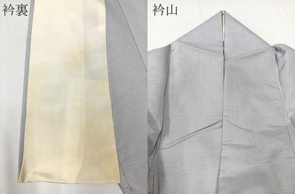 平和屋着物▽訪問着 単衣 紬地 友禅 作家物 枝葉文 正絹 逸品 CAAU3788xi