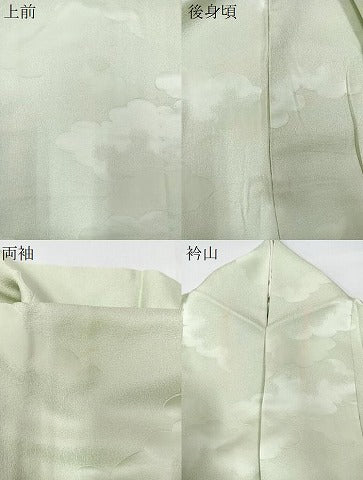 平和屋着物▽上質な色無地　単衣　雲地紋　柳鼠色　正絹　逸品　CAAU3790xi