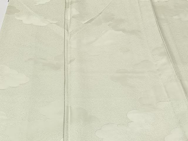 平和屋着物▽上質な色無地　単衣　雲地紋　柳鼠色　正絹　逸品　CAAU3790xi