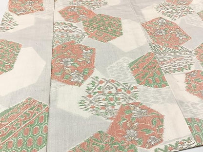 平和屋着物▽上質な紬 単衣 切嵌洋花文 正絹 逸品 CAAU3792xi