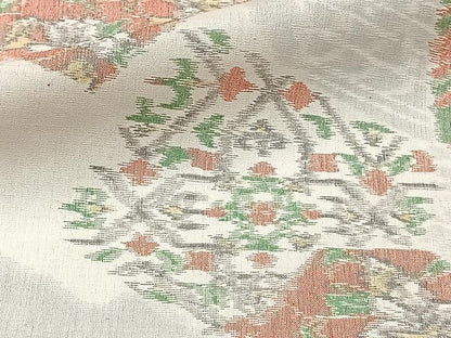 平和屋着物▽上質な紬 単衣 切嵌洋花文 正絹 逸品 CAAU3792xi