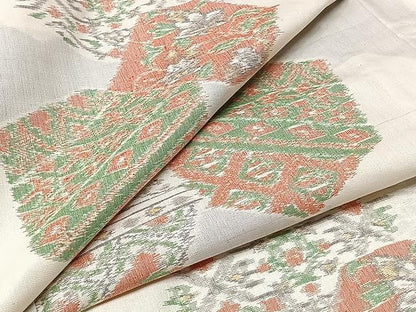 平和屋着物▽上質な紬 単衣 切嵌洋花文 正絹 逸品 CAAU3792xi