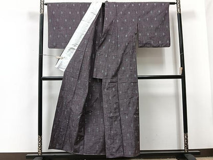 平和屋着物▽上質な紬 単衣 抽象文様 正絹 逸品 CAAU3794xi