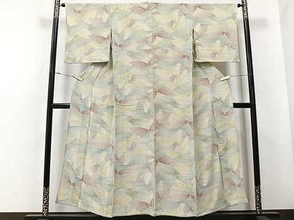平和屋着物▽上質な小紋 単衣 舞蝶文 正絹 逸品 CAAU3795xi