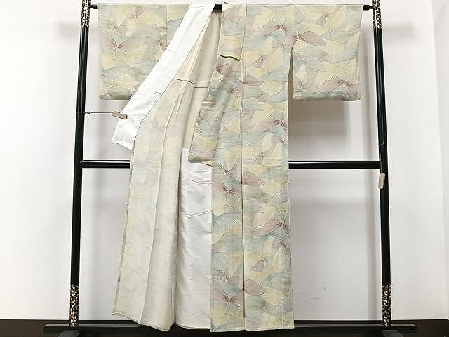 平和屋着物▽上質な小紋 単衣 舞蝶文 正絹 逸品 CAAU3795xi