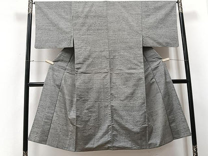 平和屋着物▽男性　紬　単衣　薄墨色　正絹　逸品　CAAU3800xi