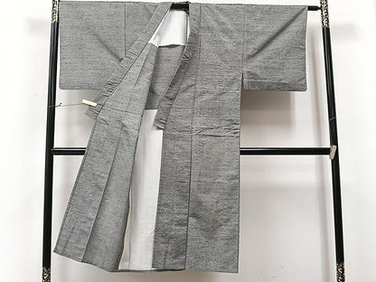 平和屋着物▽男性　紬　単衣　薄墨色　正絹　逸品　CAAU3800xi