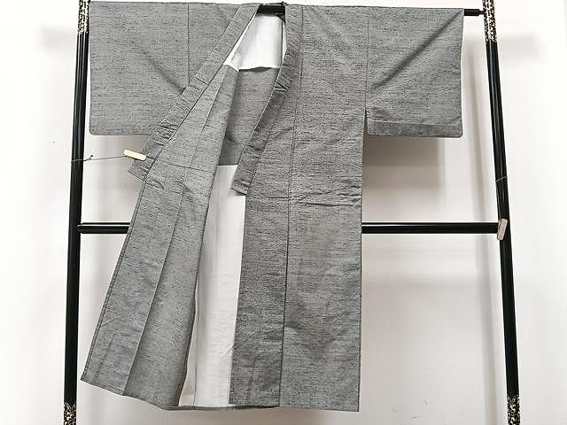 平和屋着物▽男性　紬　単衣　薄墨色　正絹　逸品　CAAU3800xi
