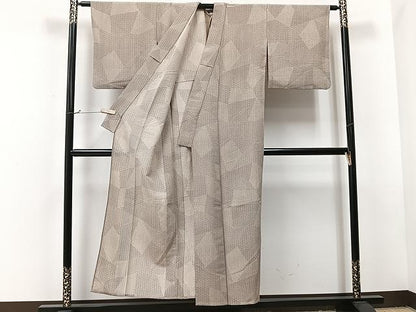 平和屋着物▽上質な小紋 単衣 切嵌麻の葉文 正絹 逸品 CAAU3803xi