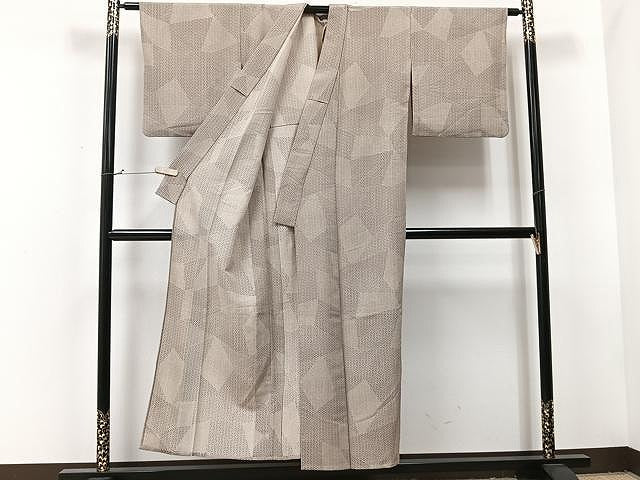 平和屋着物▽上質な小紋 単衣 切嵌麻の葉文 正絹 逸品 CAAU3803xi