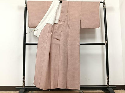 平和屋着物▽上質な小紋　単衣　作家物　霞文　鬼しぼ縮緬　正絹　逸品　CAAU3805xi