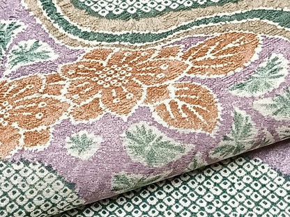 平和屋着物▽上質な小紋 単衣 道長花文 正絹 逸品 CAAU3807xi