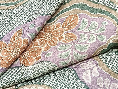 平和屋着物▽上質な小紋 単衣 道長花文 正絹 逸品 CAAU3807xi