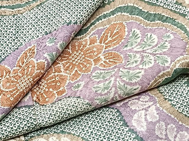 平和屋着物▽上質な小紋 単衣 道長花文 正絹 逸品 CAAU3807xi