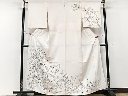 平和屋着物▽訪問着　単衣　更紗花文　正絹　逸品　CAAU3810xi