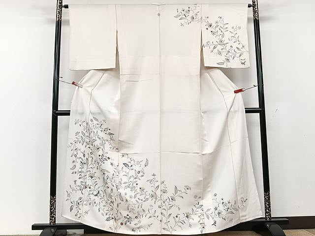 平和屋着物▽訪問着　単衣　更紗花文　正絹　逸品　CAAU3810xi