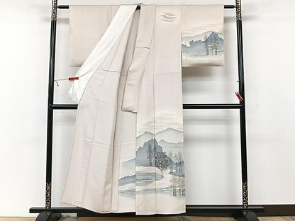平和屋着物▽訪問着 単衣 風景樹林文 正絹 逸品 CAAU3811xi