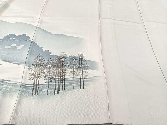平和屋着物▽訪問着 単衣 風景樹林文 正絹 逸品 CAAU3811xi