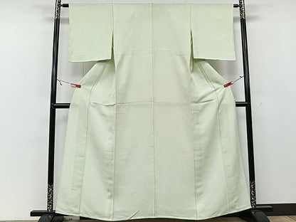 平和屋着物▽上質な色無地 単衣 松葉地紋 裏葉柳色 正絹 逸品 CAAU3812xi