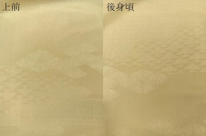 平和屋着物▽上質な色無地 単衣 松葉地紋 枯色 正絹 逸品 CAAU3813xi
