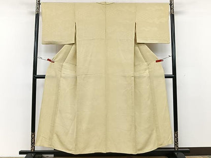 平和屋着物▽上質な色無地 単衣 松葉地紋 枯色 正絹 逸品 CAAU3813xi