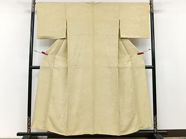 平和屋着物▽上質な色無地 単衣 松葉地紋 枯色 正絹 逸品 CAAU3813xi