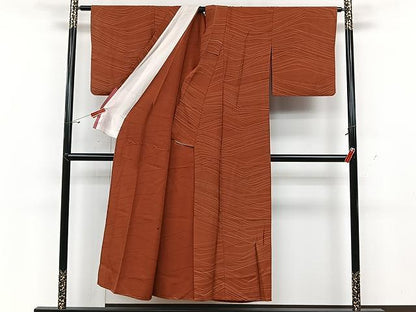 平和屋着物▽上質な小紋　単衣　変わり縞　正絹　逸品　CAAU3818xi