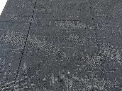 平和屋着物▽本塩沢 訪問着 単衣 樹林文 正絹 逸品 CAAU3820xi