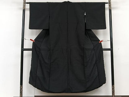 平和屋着物▽上質な色無地 単衣 濡羽色 洗える着物 CAAU3822xi