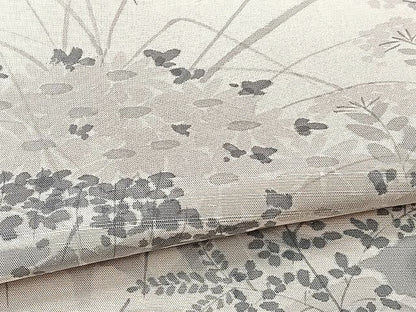 平和屋着物▽訪問着 単衣 紬地 手描き 草花文 正絹 逸品 CAAU3823xi