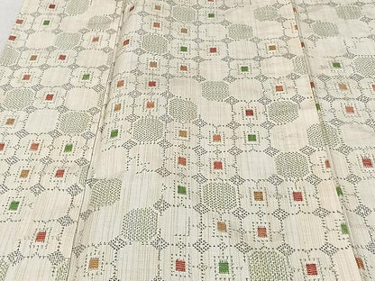 平和屋着物▽上質な紬 単衣 格子 正絹 逸品 CAAU3825xi