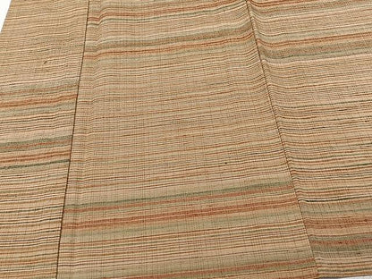 平和屋着物▽上質な紬 単衣 横段文 正絹 逸品 CAAU3826xi