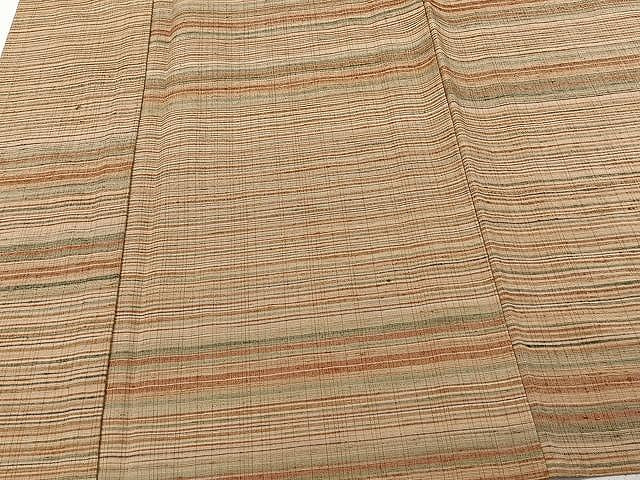 平和屋着物▽上質な紬 単衣 横段文 正絹 逸品 CAAU3826xi