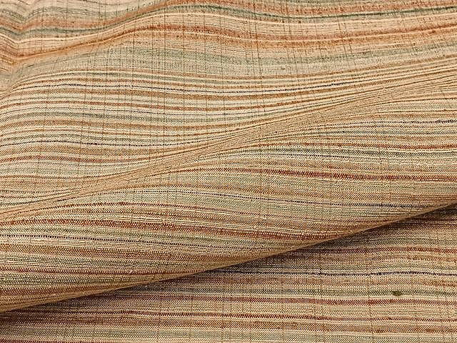 平和屋着物▽上質な紬 単衣 横段文 正絹 逸品 CAAU3826xi
