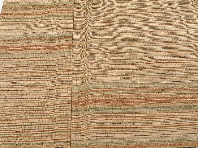 平和屋着物▽上質な紬 単衣 横段文 正絹 逸品 CAAU3826xi