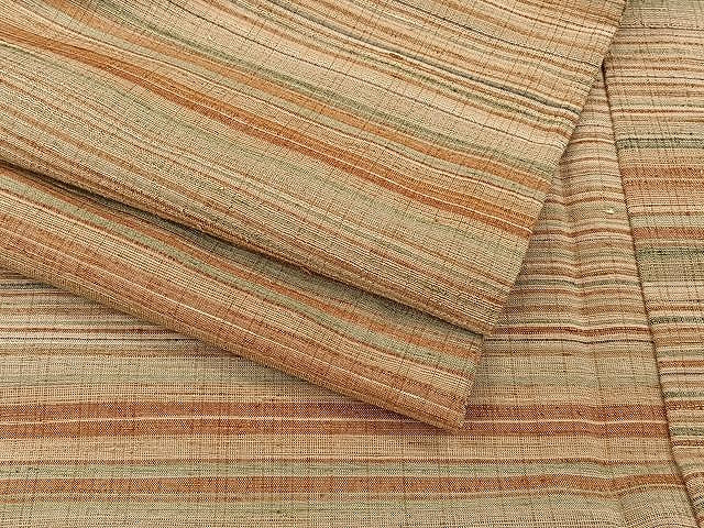 平和屋着物▽上質な紬 単衣 横段文 正絹 逸品 CAAU3826xi