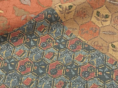 平和屋着物▽訪問着 単衣 紬地 更紗花文 ますいわ屋扱い 正絹 逸品 CAAU3827xi