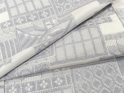 平和屋着物▽上質な紬 単衣 色紙吉祥文 正絹 逸品 CAAU3828xi