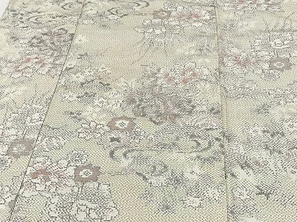 平和屋着物▽上質な紬 単衣 草花文 正絹 逸品 CAAU3829xi