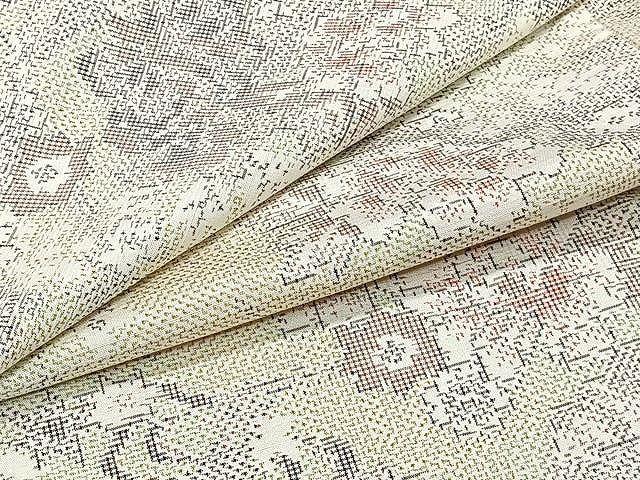 平和屋着物▽上質な紬 単衣 草花文 正絹 逸品 CAAU3829xi