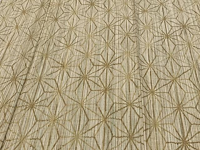 平和屋着物▽上質な紬　単衣　麻の葉文様　正絹　逸品　CAAU3831xi