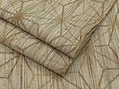 平和屋着物▽上質な紬　単衣　麻の葉文様　正絹　逸品　CAAU3831xi
