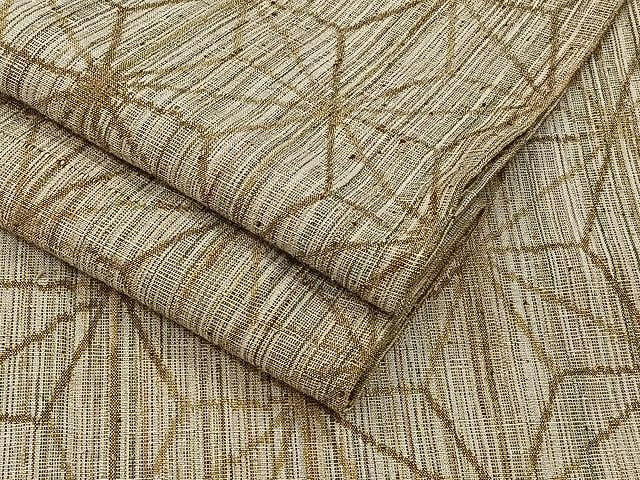平和屋着物▽上質な紬　単衣　麻の葉文様　正絹　逸品　CAAU3831xi
