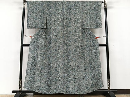 平和屋着物▽上質な小紋 単衣 葉尽くし 鬼しぼ縮緬 正絹 逸品 未使用 CAAU3832xi
