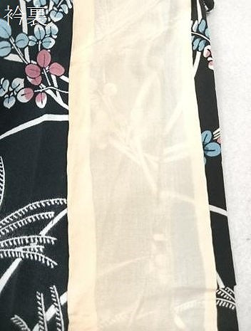 平和屋着物▽上質な小紋 単衣 草花文 黒地 正絹 逸品 CAAU3837xi