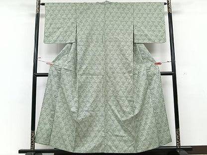 平和屋着物▽上質な紬 単衣 草花文 正絹 逸品 CAAU3839xi